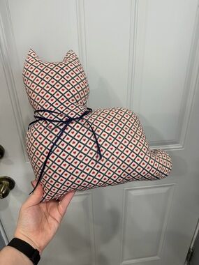 Geometric Diamond Cat Plush in Navy & Red
